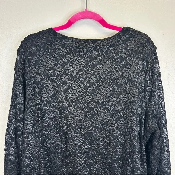 Goth Whimsigoth Witchy Evening Black Lace Vneck Top Dress Event Plus Size Top 3X - Picture 9 of 11